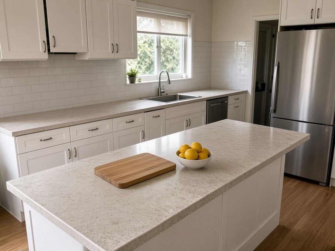The same kitchen after Option 1: clear benches, same cabinetry