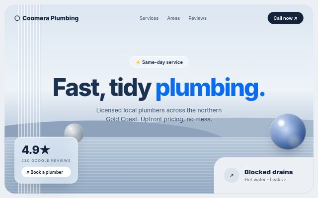 Example sample homepage — local plumber