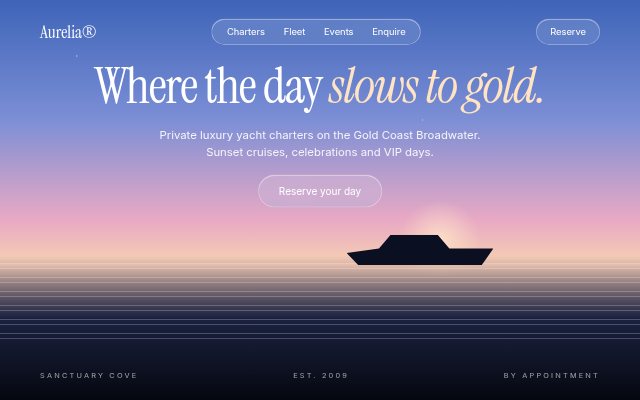Example sample homepage — yacht charter
