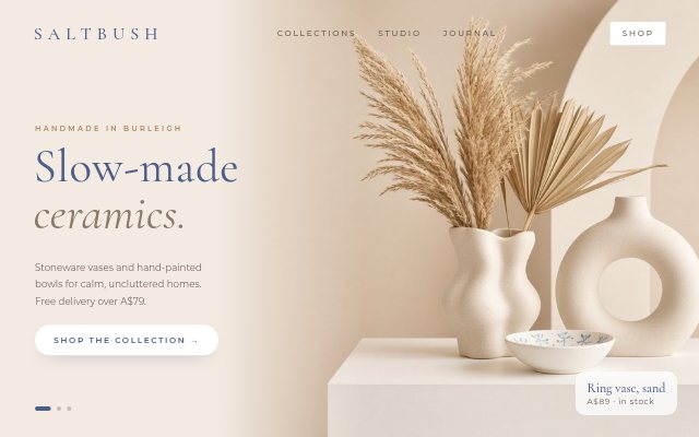 Example sample homepage — ceramics studio