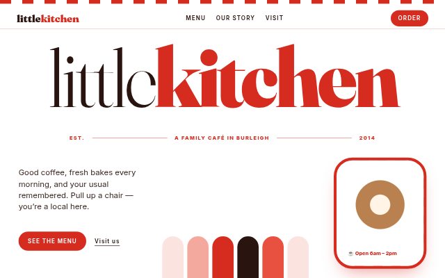 Example sample homepage — local café